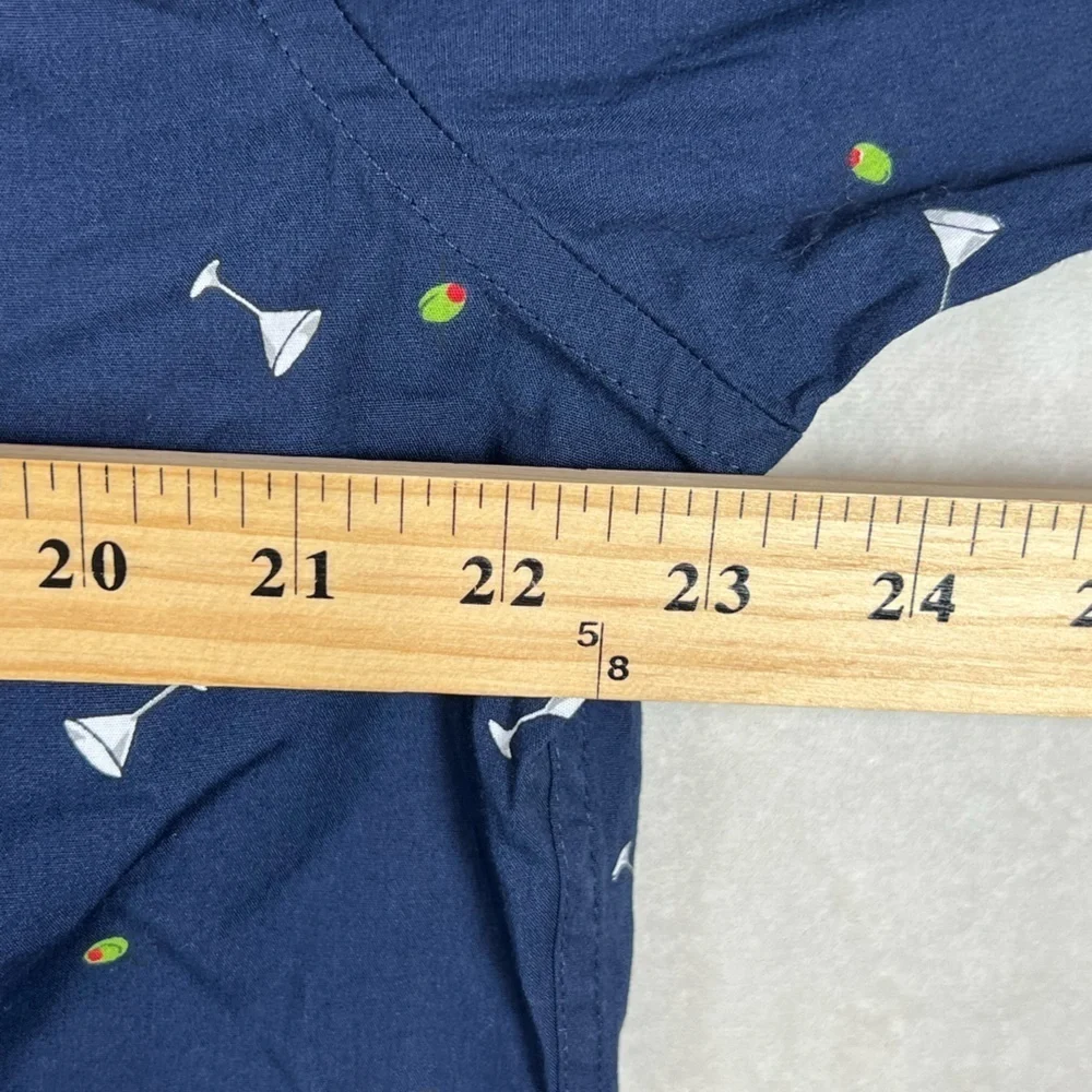 NWT Large J. Crew Classic Navy Shirt with Martini Glass All Over Print